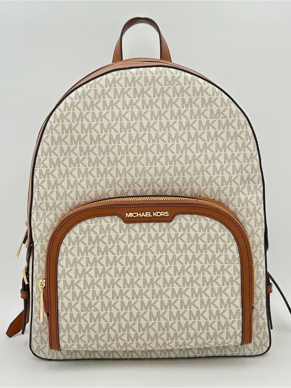 Michael Kors Large Jaycee Backpack in Cream and Tan